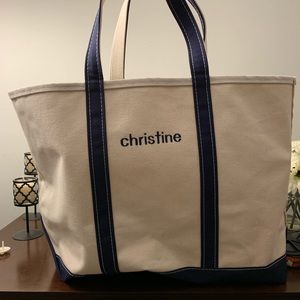 L.L. Bean Canvas tote with “christine” embroidered